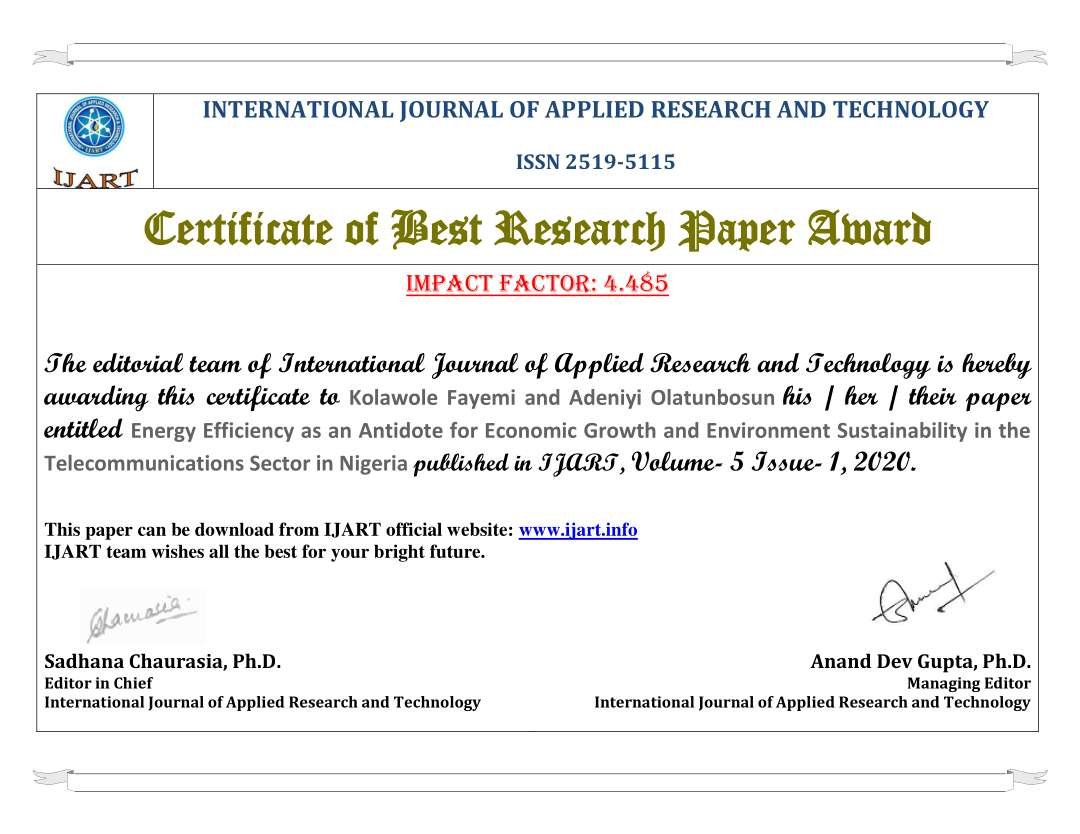 BEST RESEARCH PAPER AWARD